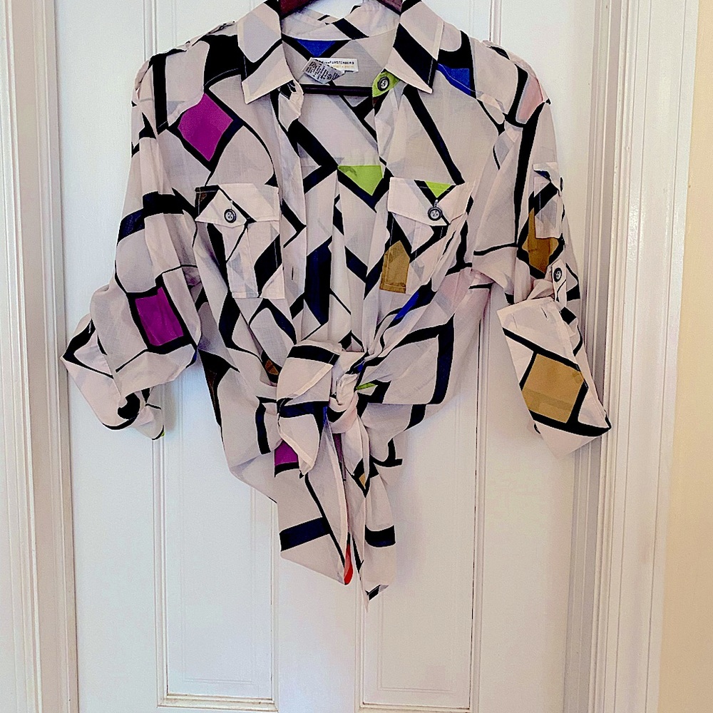 diane von furstenberg colourful shirt, see through